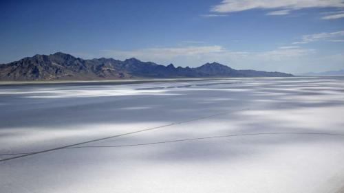 An aerial view of the Bonneville Salt Flats in Utah's West Desert on July 22, 2015. The area was prehistorically a wetland before it and Lake Bonneville disappeared. (Rick Bowmer, Associated Press)